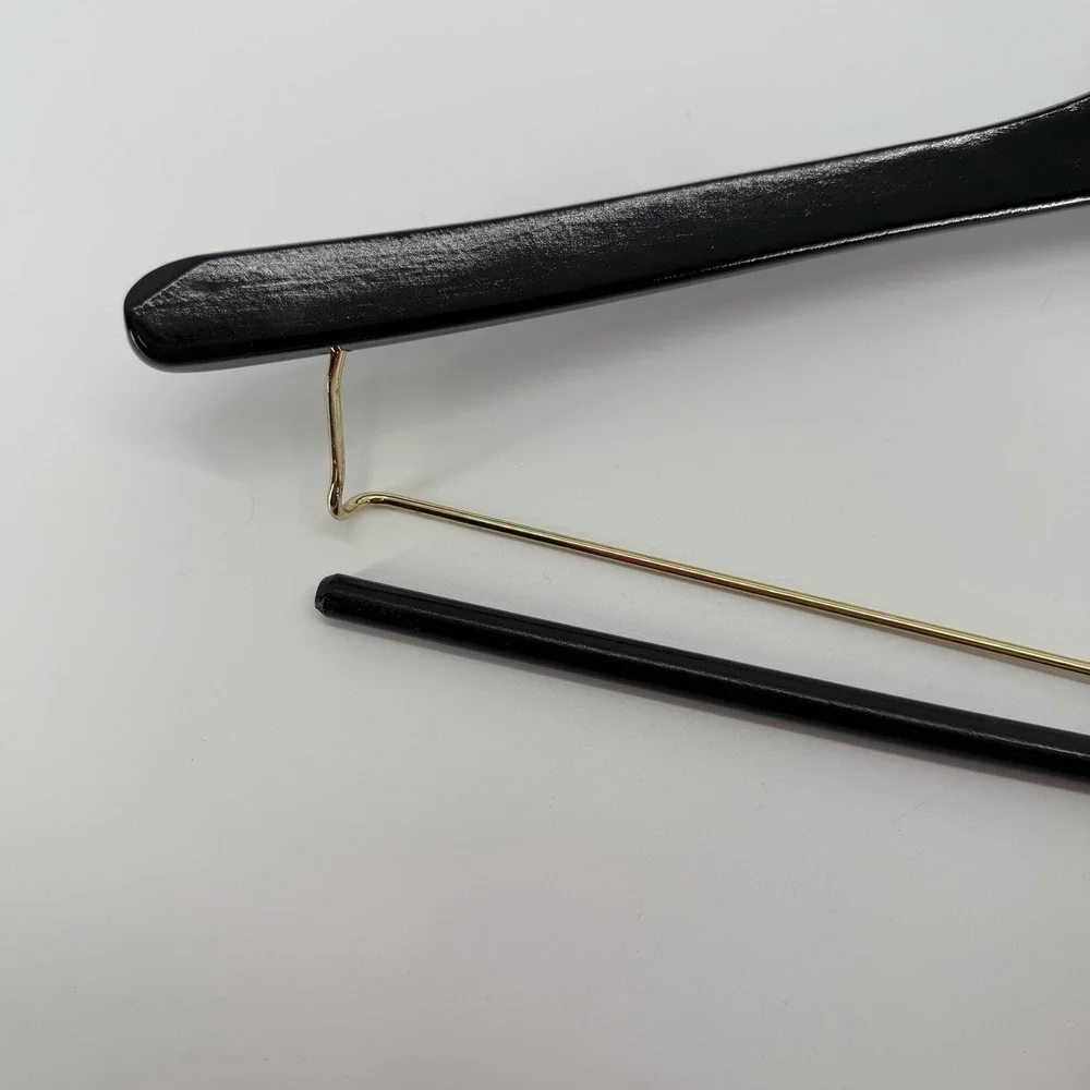 Neiman Marcus Suit Hanger Dark Wood Gold Tone Hardware Luxury Closet Accessory